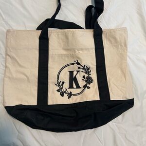 Canvas Tote Bag with Black Accents